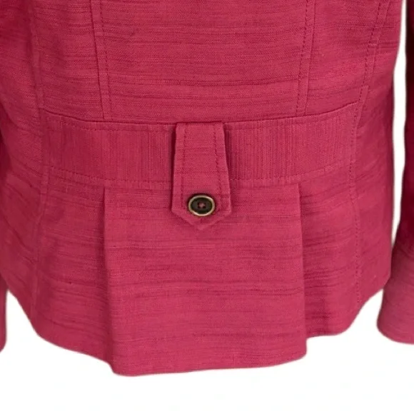 Anne Klein structured pink linen blend one button blazer size 12. - Picture 6 of 11